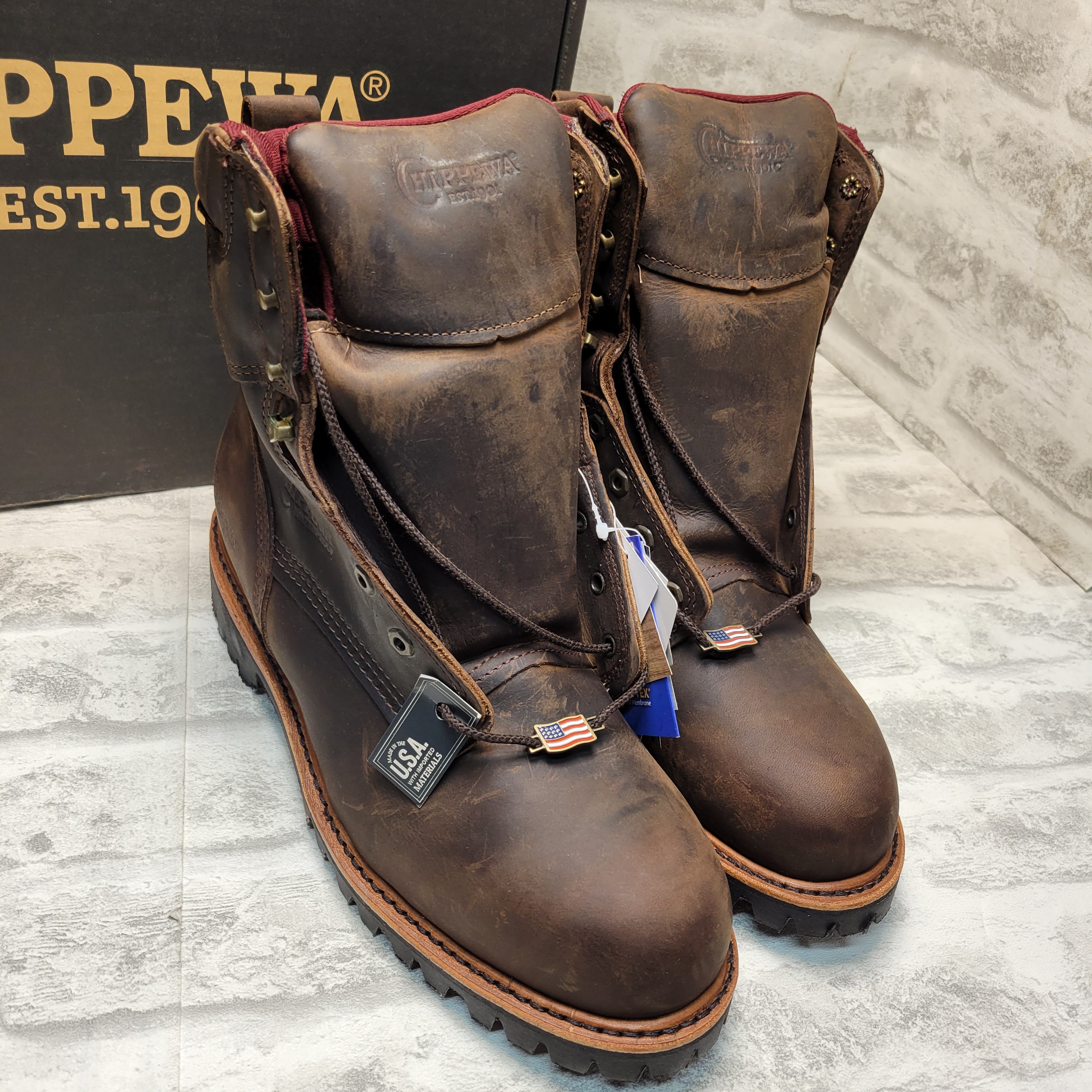 Chippewa Men's 8" Waterproof Insulated Steel Toe Work Boot, Brown 10E *READ* (7877177508078)